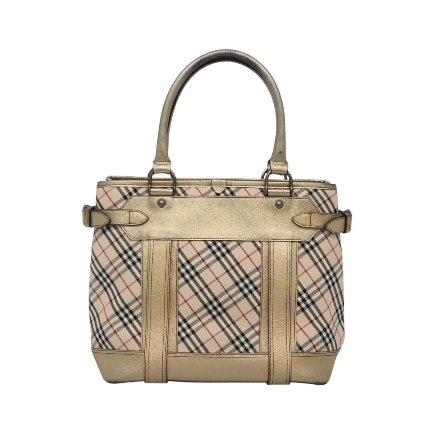 Burberry Nova Check Tote Canvas and Leather, Beige, Canvas, Tote Bag