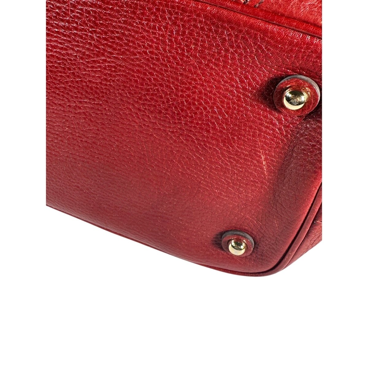 BURBERRY Red Calf Leather Shoulder Bag Nova Check Lining Purse Handbag Tote - Brandsamsara