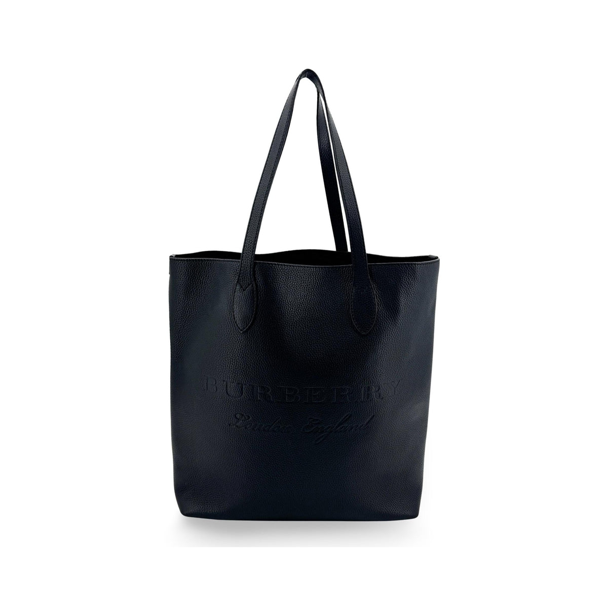 Burberry Remington Embossed Leather, Black, Leather, Tote Bag
