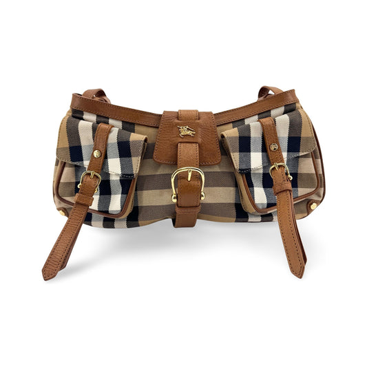 Burberry Shoulder Bag Nova Check Coated Canvas, Black, Canvas, Shoulder Bag