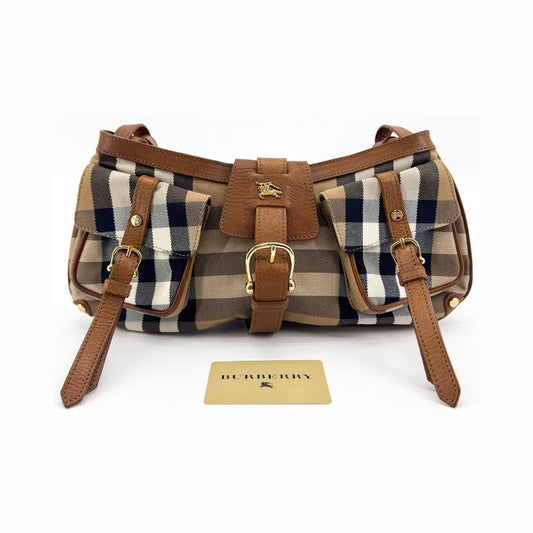 Burberry Shoulder Bag Nova Check Coated Canvas, Black, Canvas, Shoulder Bag