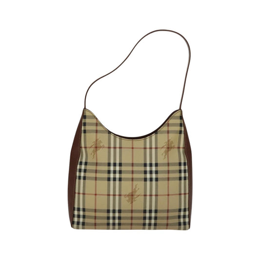 Burberry Shoulder Haymarket Coated Canvas, Beige, PVC, Shoulder bag