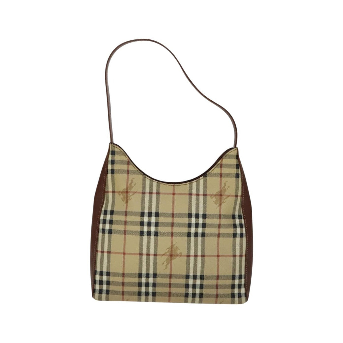 Burberry Shoulder Haymarket Coated Canvas, Beige, PVC, Shoulder bag