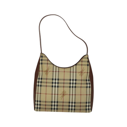 Burberry Shoulder Haymarket Coated Canvas, Beige, PVC, Shoulder bag