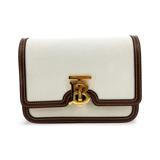 Burberry TB Crossbody Bag Canvas and Leather, Brown, Canvas, Crossbody Bag
