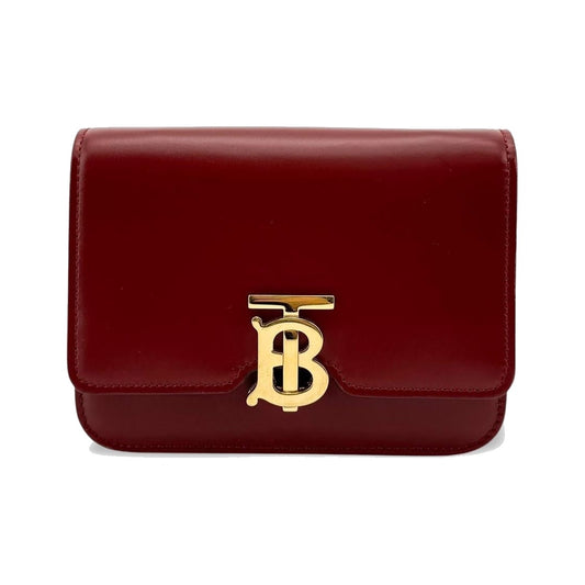 Burberry TB Flap Leather, Red, Leather, Handbag