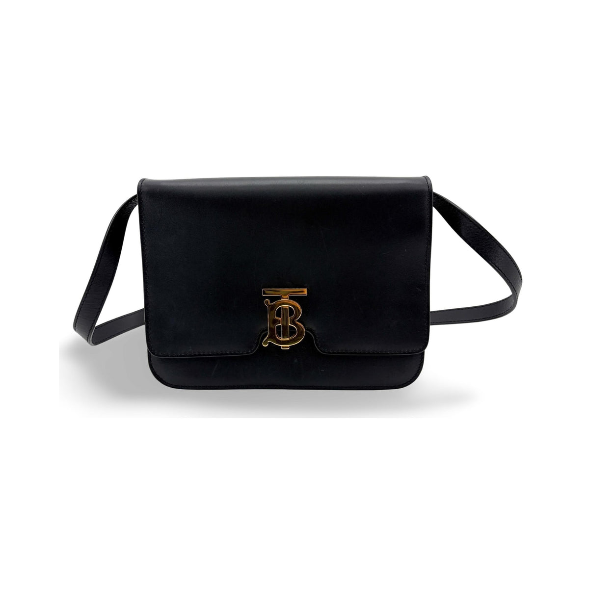 Burberry TB Shoulder Bag Leather, Black, Leather, Shoulder Bag