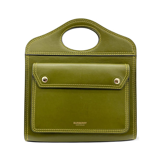 Burberry Title Pocket Leather, Green, Calfskin, Crossbody Bag