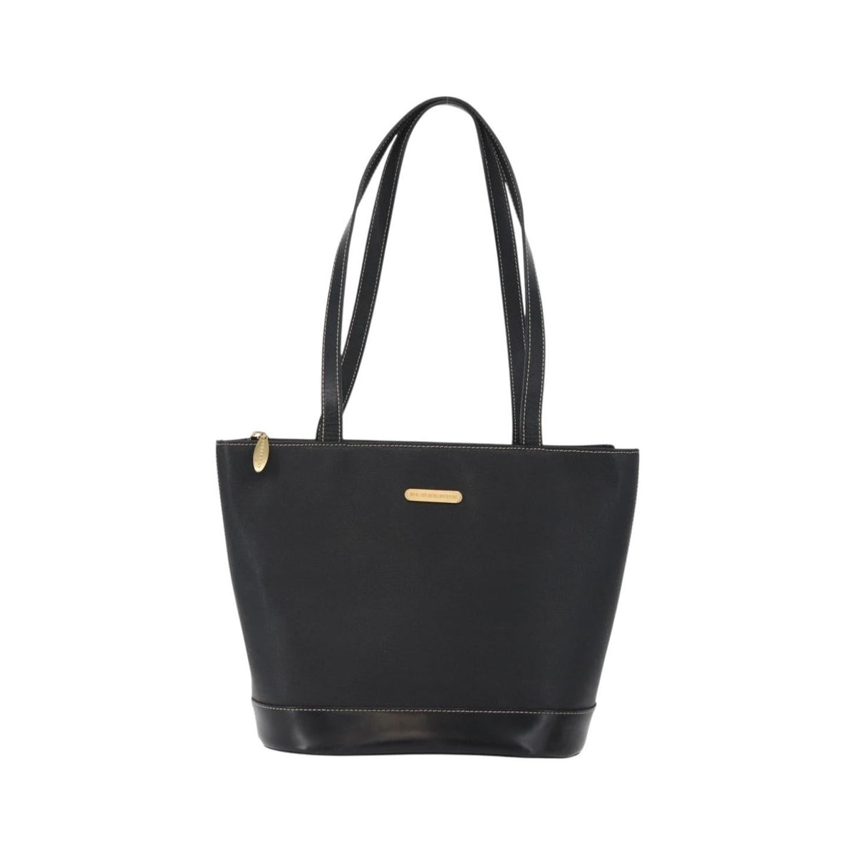Burberry Vintage Vintage Check Coated Canvas, Black, Leather, Tote Bag