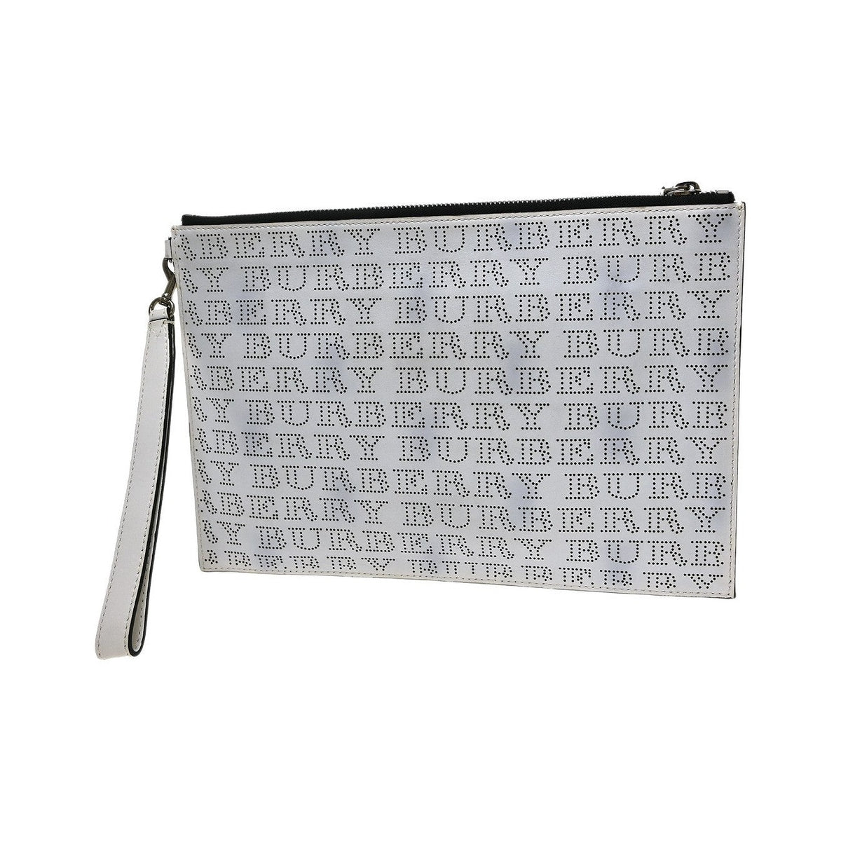 Burberry Zip Clutch Leather, White, Leather, Clutch