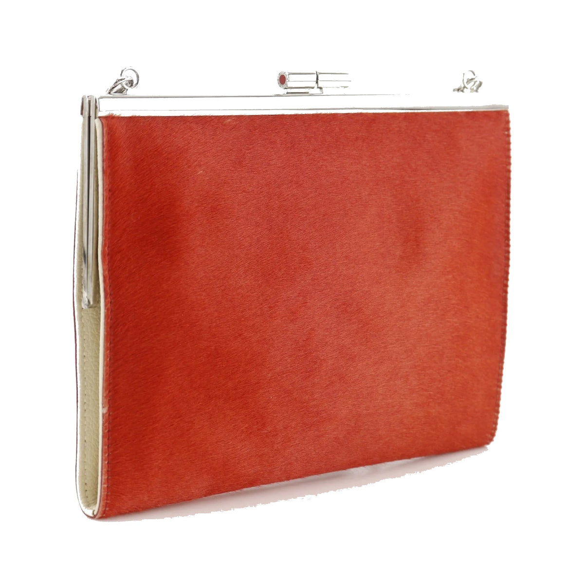 Bvlgari Chain Leather, Red, Leather, Shoulder Bag