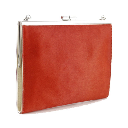Bvlgari Chain Leather, Red, Leather, Shoulder Bag