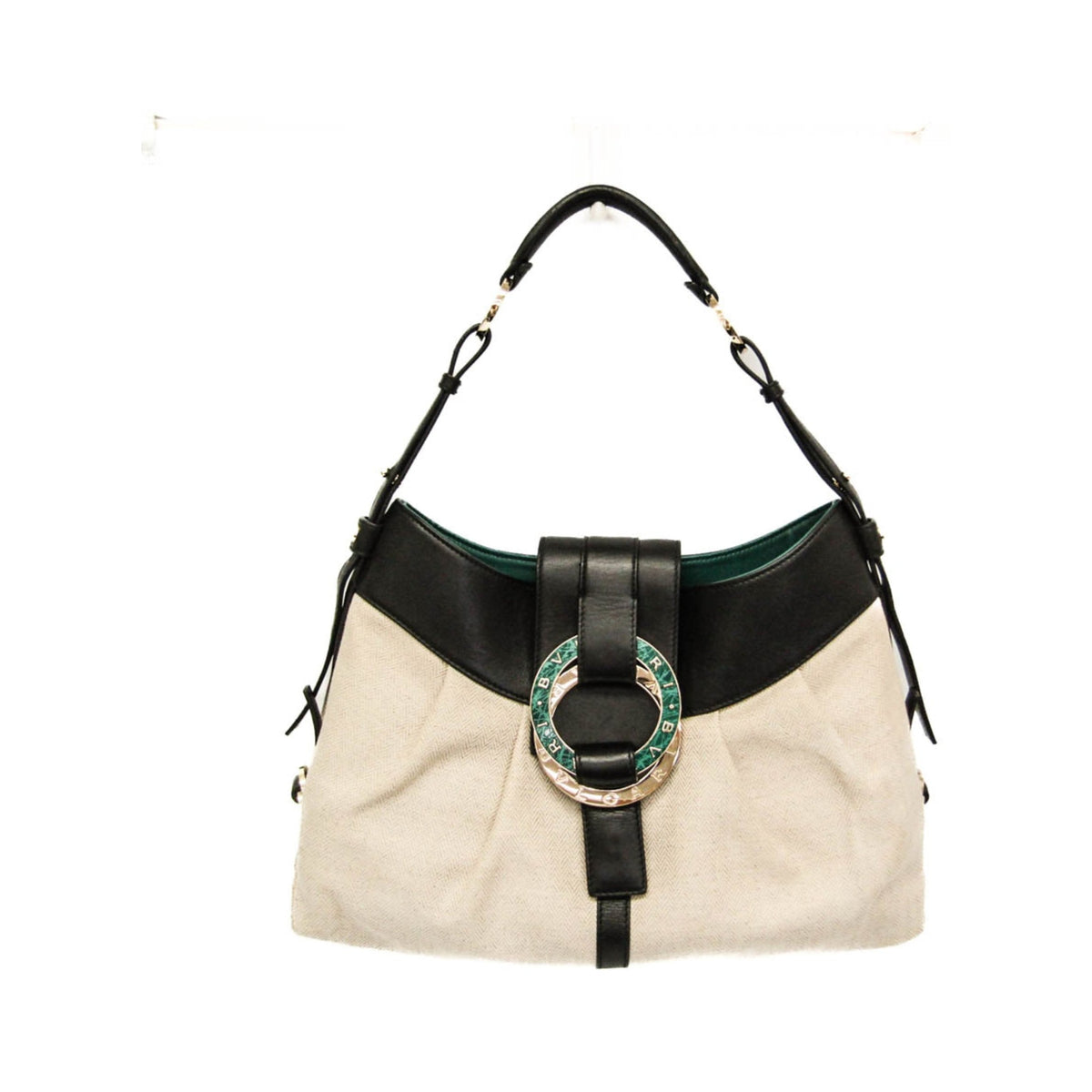 Bvlgari Chandra Canvas, Beige, Canvas, Shoulder Bag