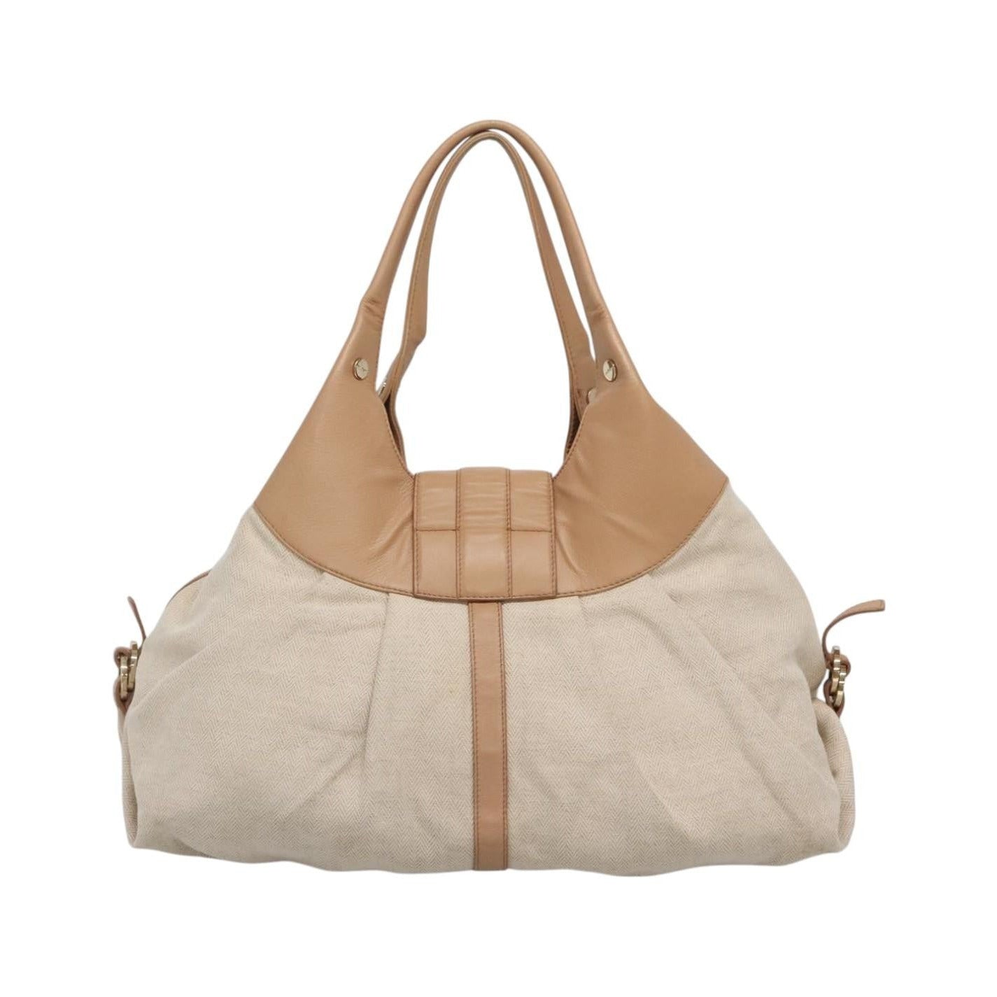 Bvlgari Chandra Hobo Canvas and Leather, Beige, Canvas, Tote Bag