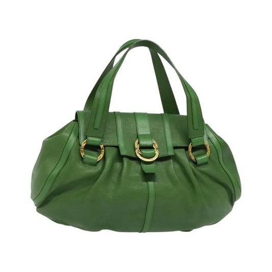 Bvlgari Chandra Hobo Leather, Green, Leather, Handbag