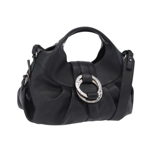 Bvlgari Chandra Hobo Leather, Black, Leather, Shoulder Bag