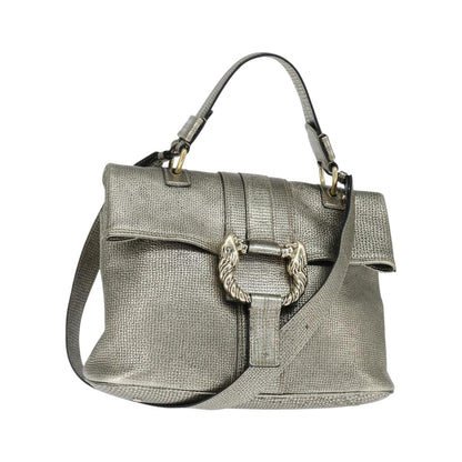 Bvlgari Leoni Top Handle Leather, Silver, Leather, Handbag
