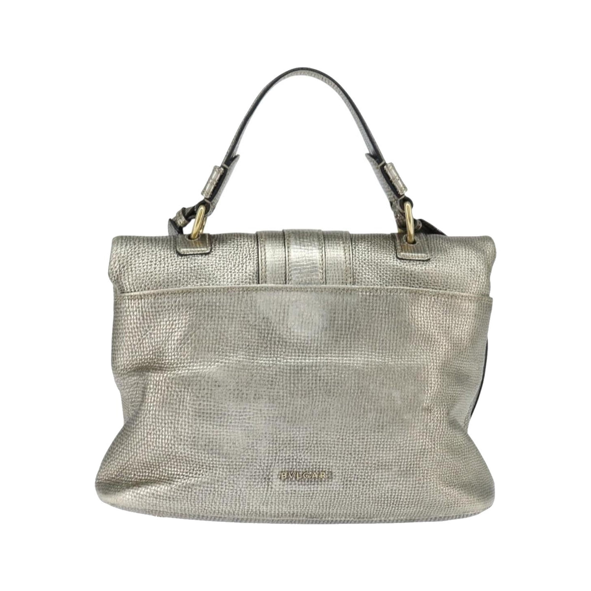 Bvlgari Leoni Top Handle Leather, Silver, Leather, Handbag