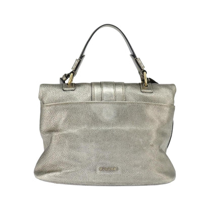 Bvlgari Leoni Top Handle Leather, Silver, Leather, Handbag