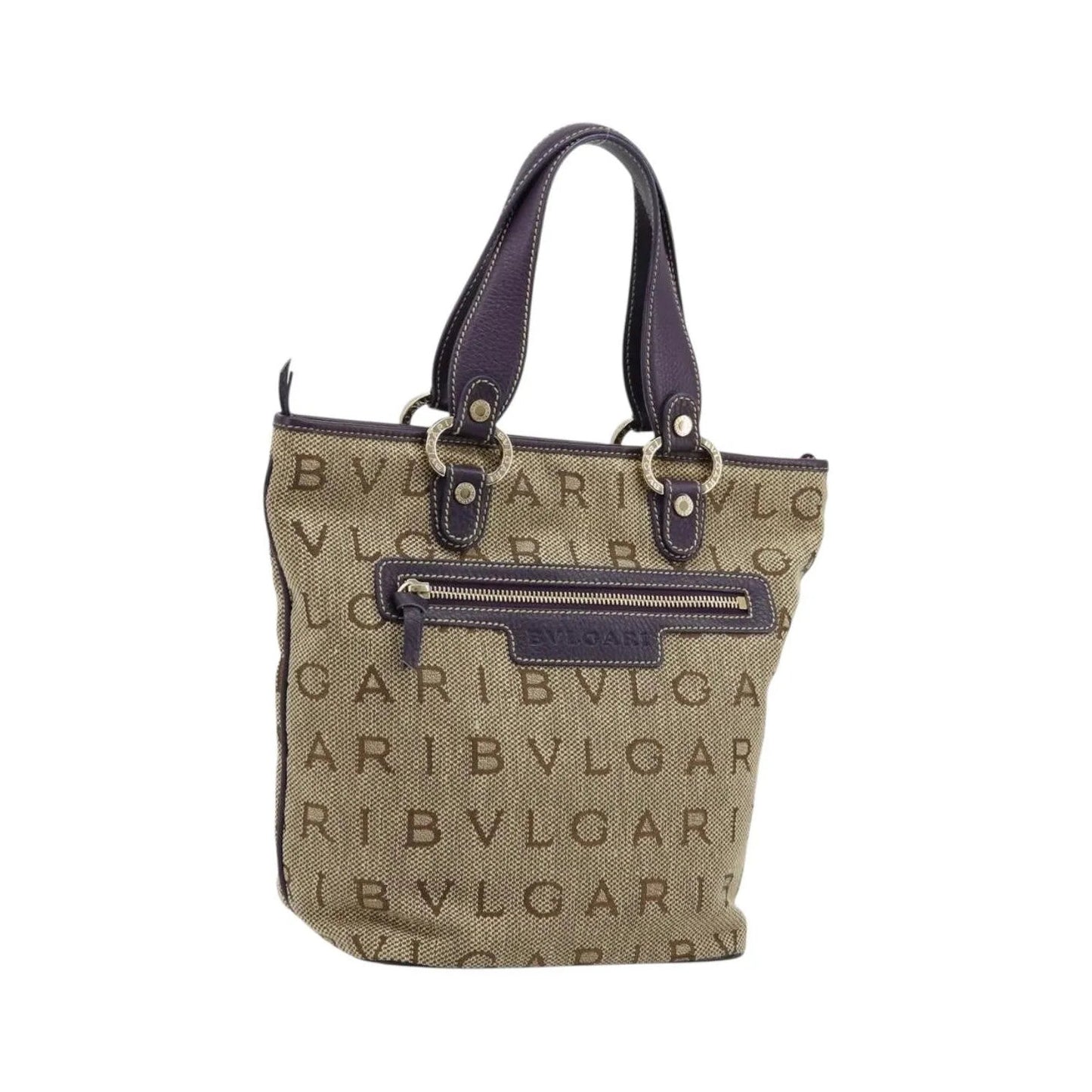 Bvlgari Logomania Canvas, Beige, Canvas, Tote Bag