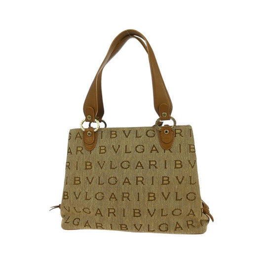 Bvlgari Logomania Canvas, Brown, Canvas, Handbag