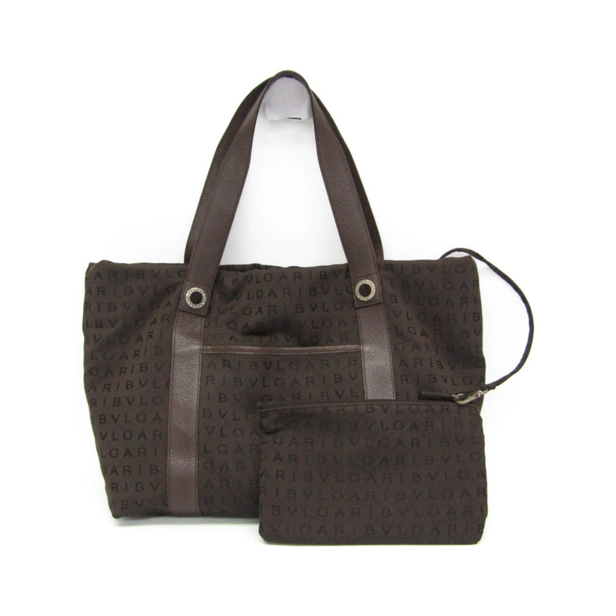 Bvlgari Logomania Canvas, Brown, Canvas, Tote Bag