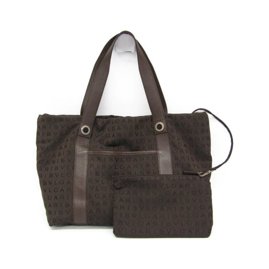 Bvlgari Logomania Canvas, Brown, Canvas, Tote Bag