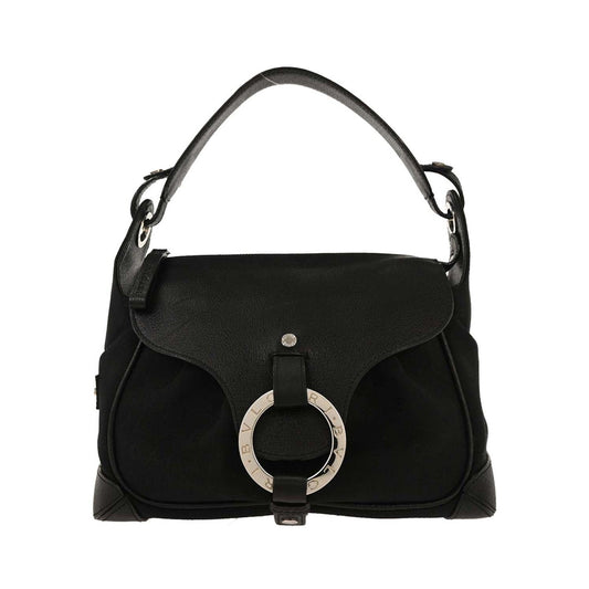 Bvlgari Logomania Canvas with Leather, Black, Leather, Shoulder Bag