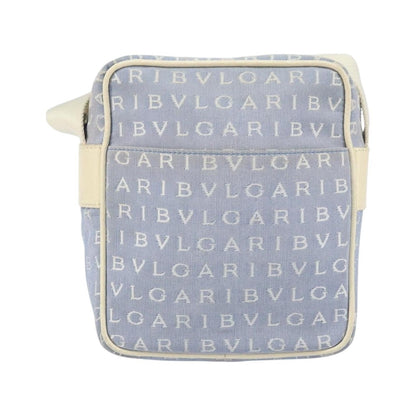 Bvlgari Logomania Canvas with Leather, Blue, Canvas, Shoulder Bag