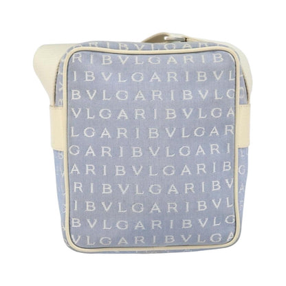 Bvlgari Logomania Canvas with Leather, Blue, Canvas, Shoulder Bag