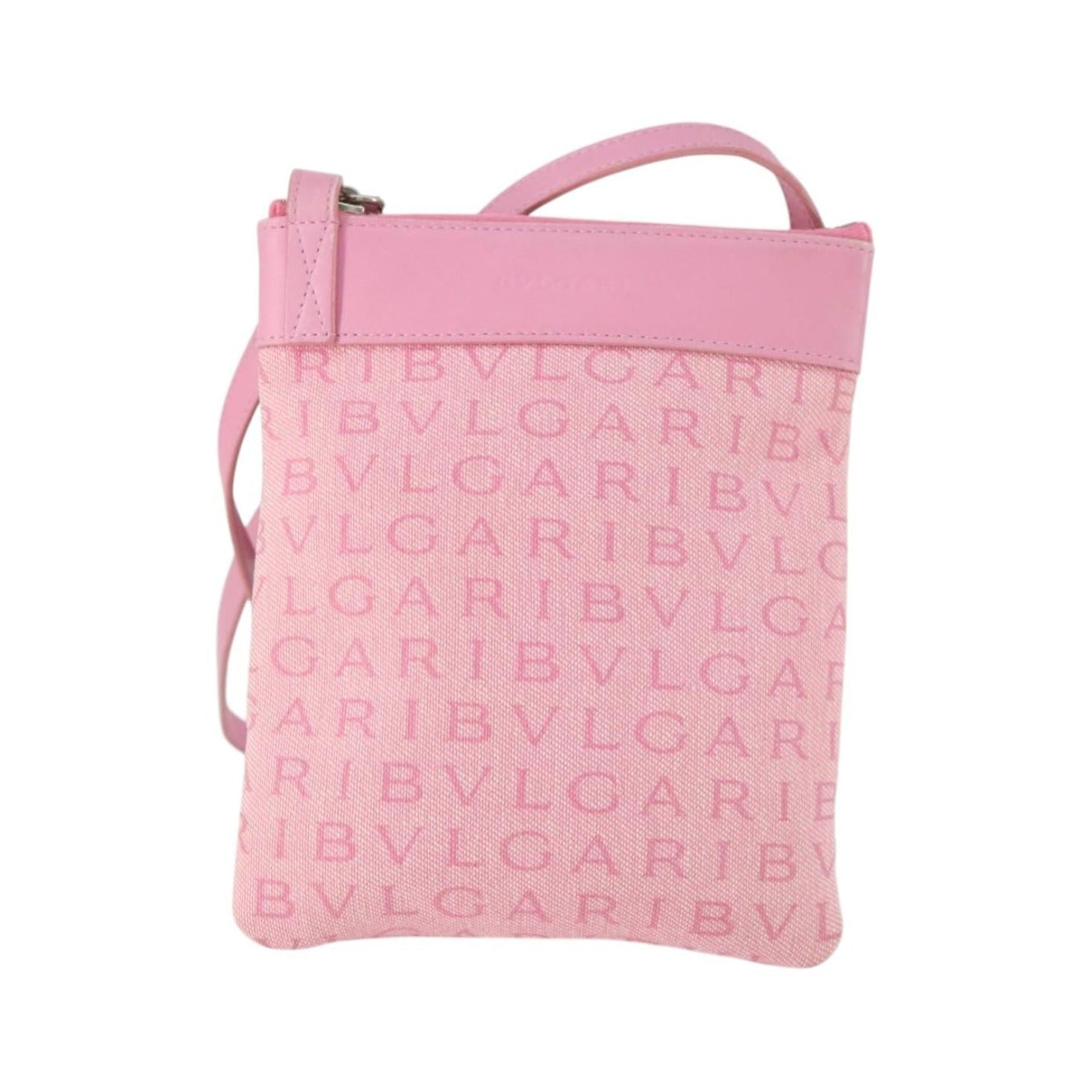 Bvlgari Logomania Canvas with Leather, Pink, Canvas, Shoulder Bag