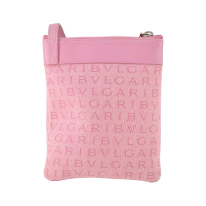 Bvlgari Logomania Canvas with Leather, Pink, Canvas, Shoulder Bag