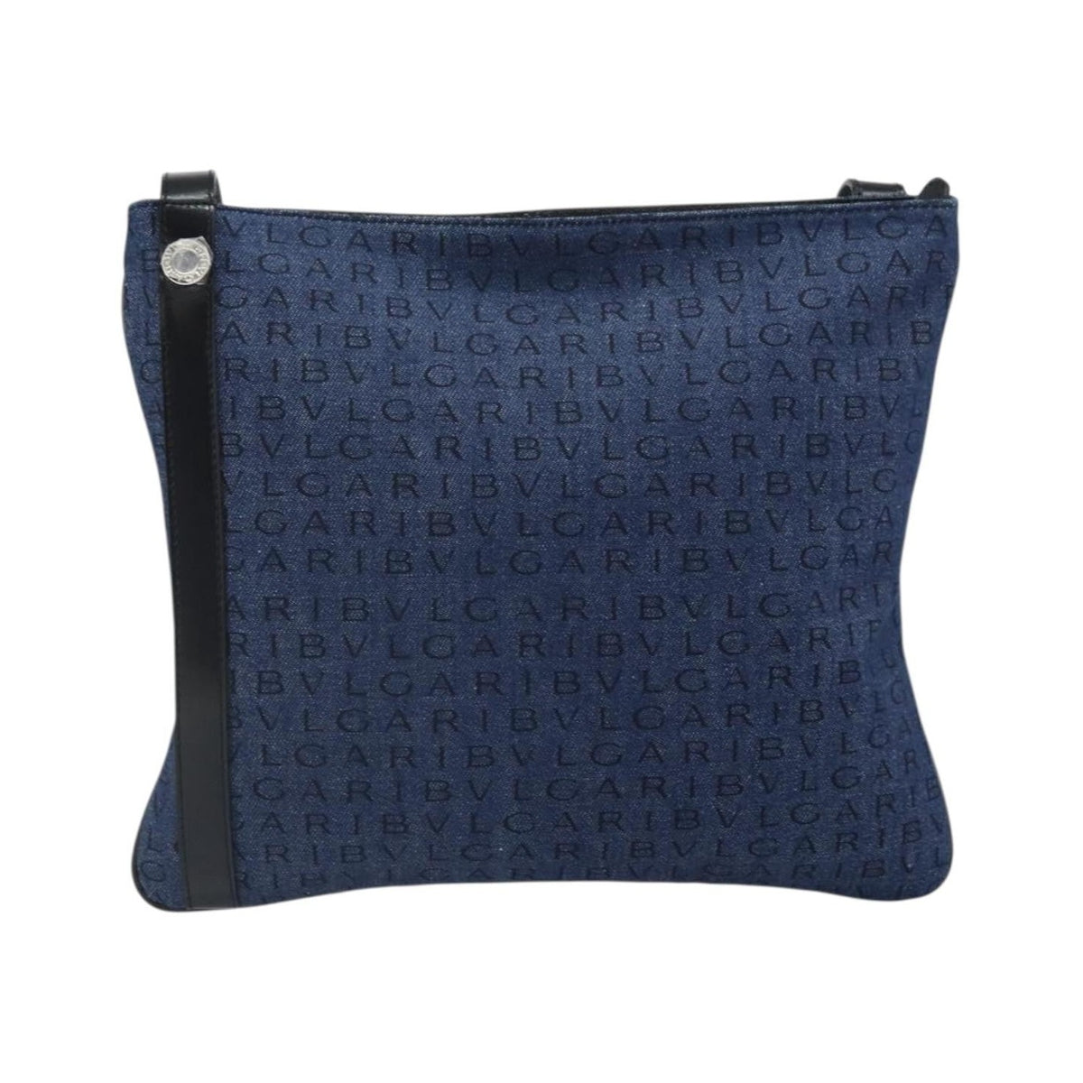 Bvlgari Logomania Canvas with Leather, Blue, Canvas, Shoulder Bag
