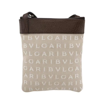 Bvlgari Logomania Canvas with Leather, Beige, Canvas, Shoulder Bag