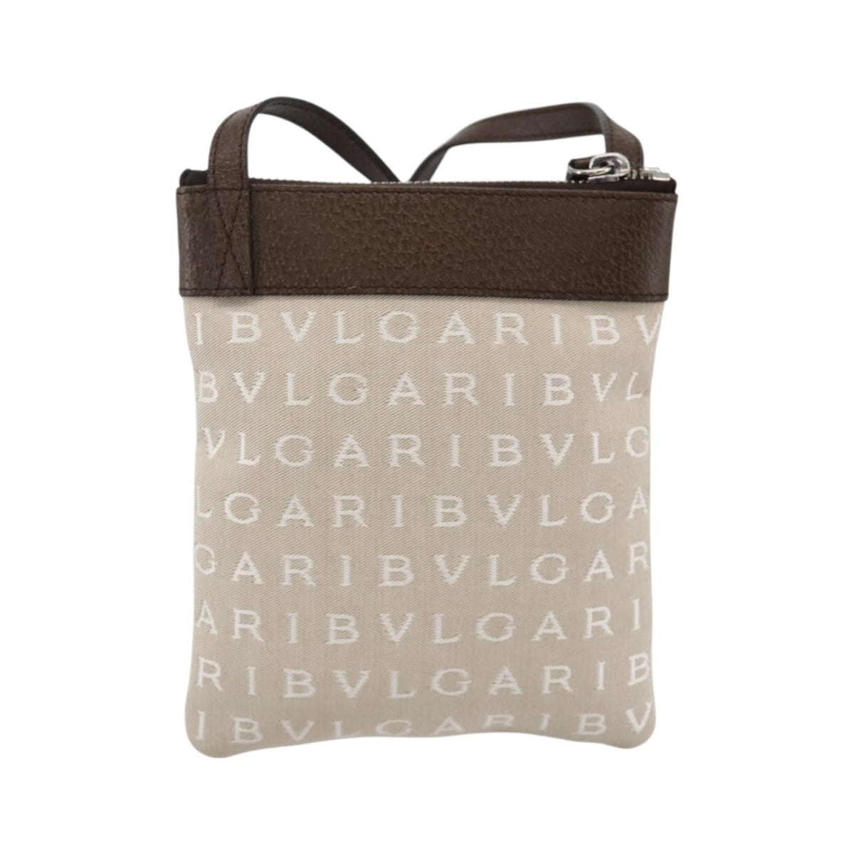 Bvlgari Logomania Canvas with Leather, Beige, Canvas, Shoulder Bag