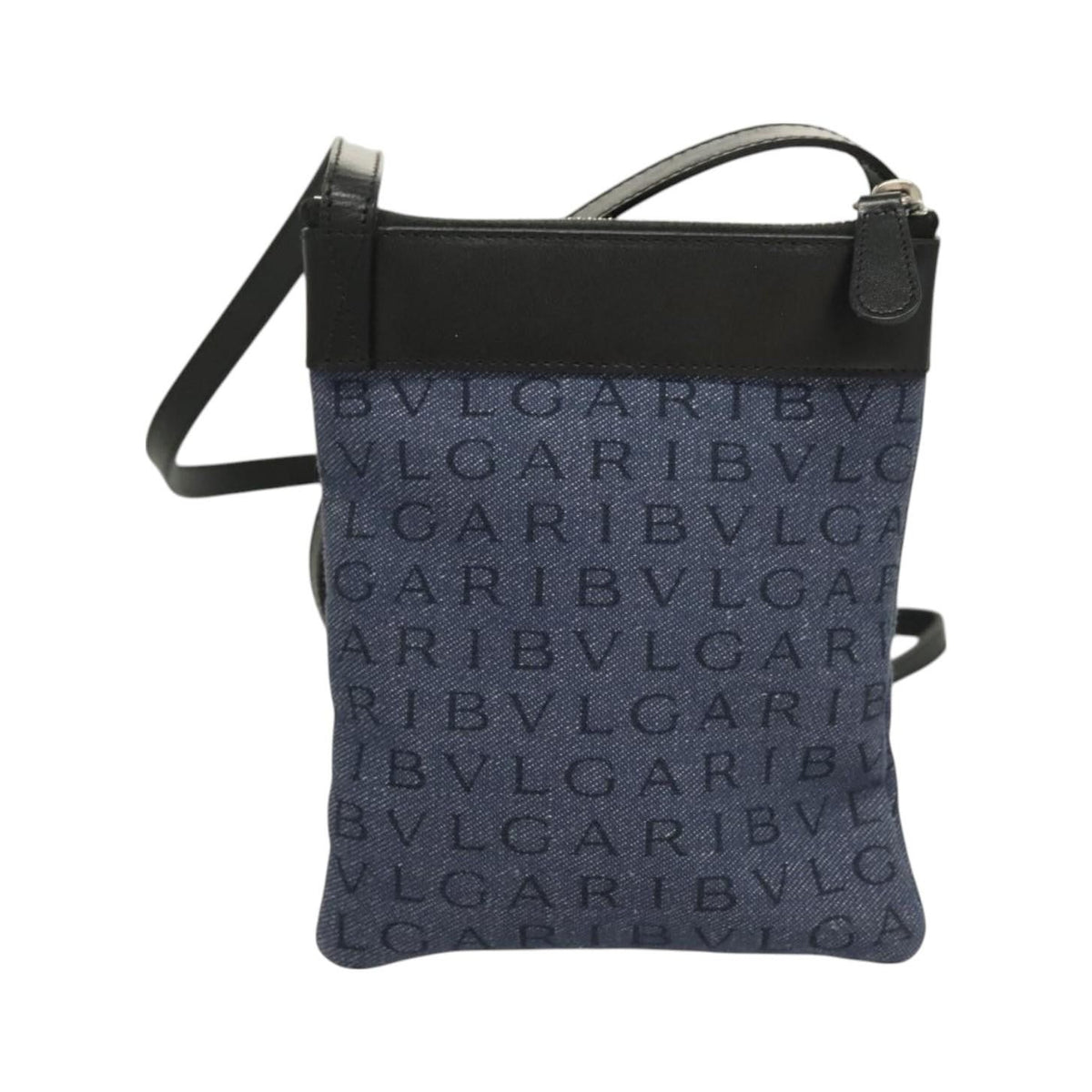 Bvlgari Logomania Canvas with Leather, Blue, Canvas, Shoulder Bag