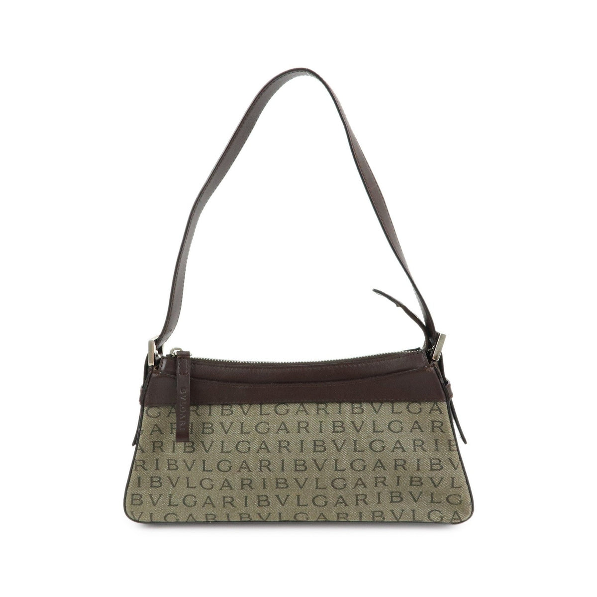 Bvlgari Logomania Canvas with Leather, Khaki, Canvas, Shoulder Bag