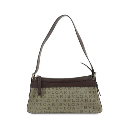 Bvlgari Logomania Canvas with Leather, Khaki, Canvas, Shoulder Bag