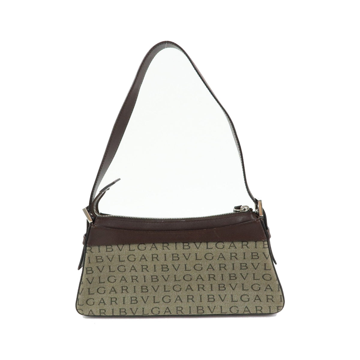 Bvlgari Logomania Canvas with Leather, Khaki, Canvas, Shoulder Bag