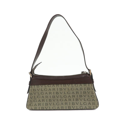 Bvlgari Logomania Canvas with Leather, Khaki, Canvas, Shoulder Bag