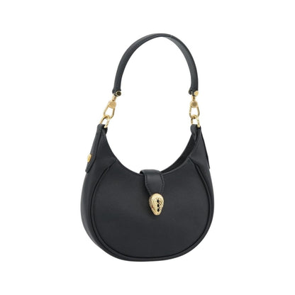 Bvlgari Serpenti Ellipse Leather, Black, Leather, Shoulder Bag