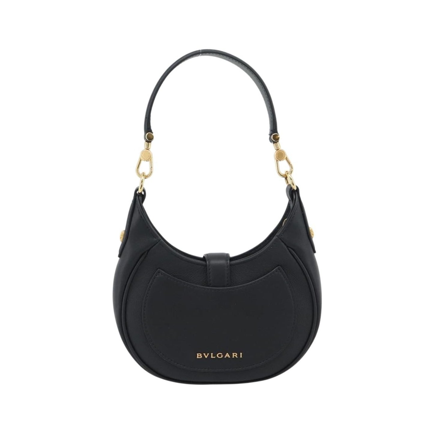Bvlgari Serpenti Ellipse Leather, Black, Leather, Shoulder Bag