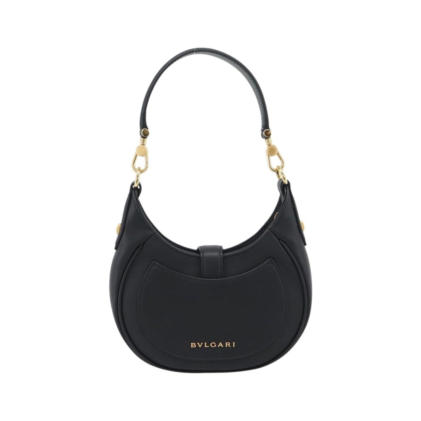 Bvlgari Serpenti Ellipse Leather, Black, Leather, Shoulder Bag