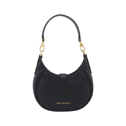 Bvlgari Serpenti Ellipse Leather, Black, Leather, Shoulder Bag