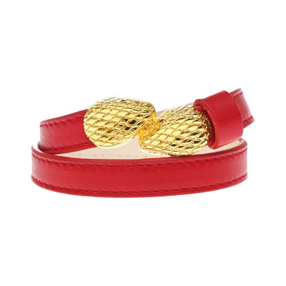 Bvlgari Serpenti Forever Double Wrap Leather, Red, Leather, Bracelet