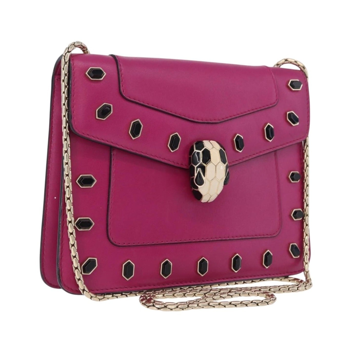 Bvlgari Serpenti Forever Embellished Leather, Pink, Leather, Shoulder Bag