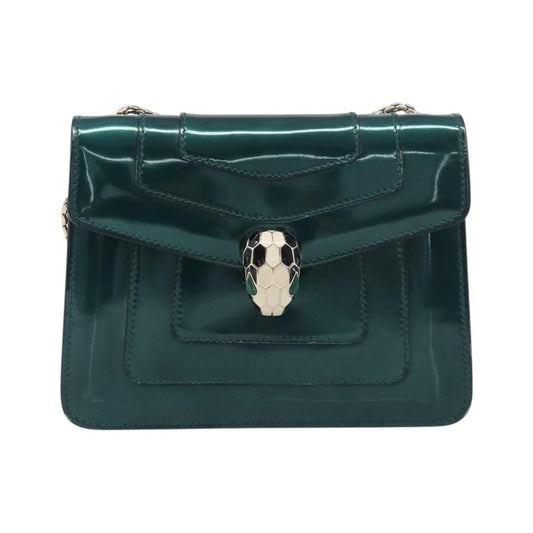Bvlgari Serpenti Forever Patent, Green, Patent Leather, Shoulder Bag