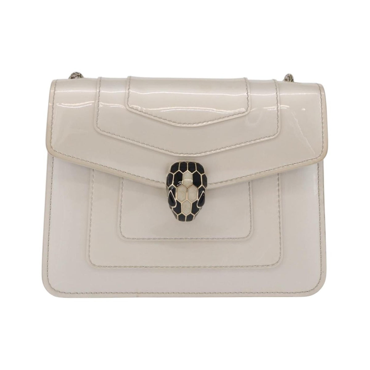 Bvlgari Serpenti Forever Patent, White, Patent Leather, Shoulder Bag