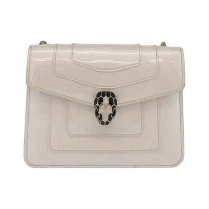 Bvlgari Serpenti Forever Patent, White, Patent Leather, Shoulder Bag