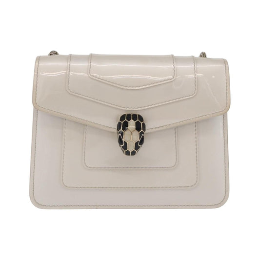 Bvlgari Serpenti Forever Patent, White, Patent Leather, Shoulder Bag